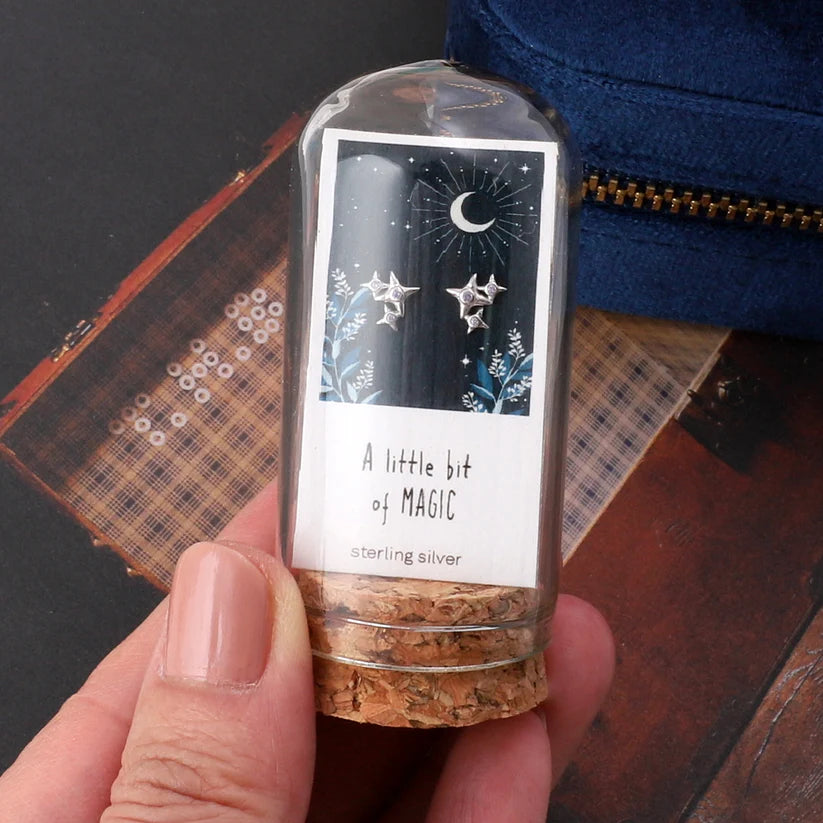Attic Creations Three Stars A Little Bit of Magic Silver Earrings