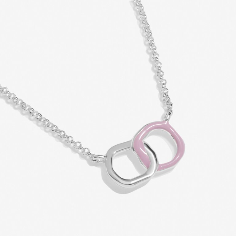 Joma Jewellery Beau Lilac Enamel Silver Plated Linked Necklace