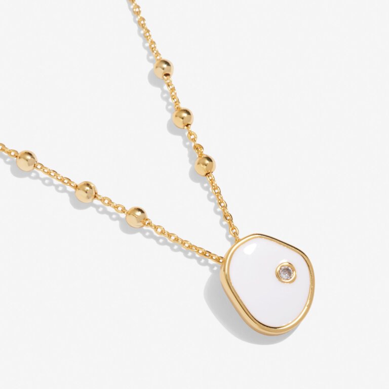 Joma Jewellery Beau White Enamel Gold Plated Cz Necklace