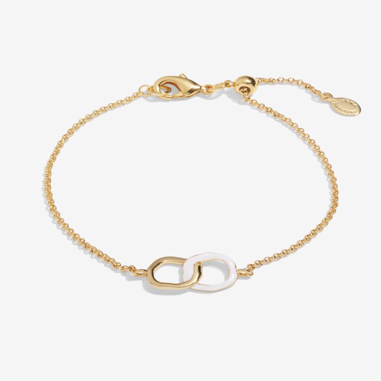 Joma Jewellery Beau White Enamel Gold Plated Linked Bracelet
