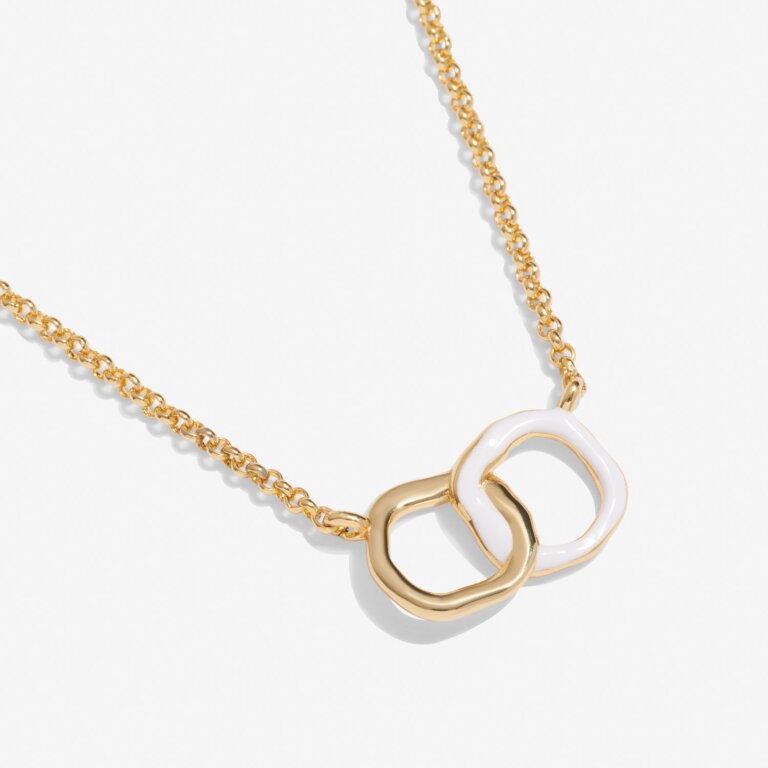 Joma Jewellery Beau White Enamel Gold Plated Linked Necklace