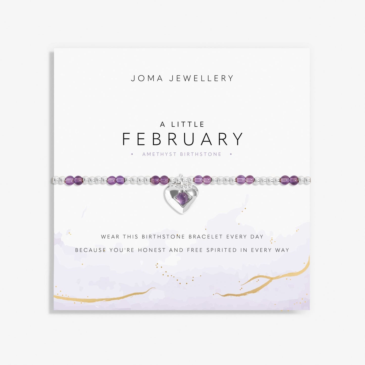 Birthstone A Little February Amethyst Silver Plated Bracelet