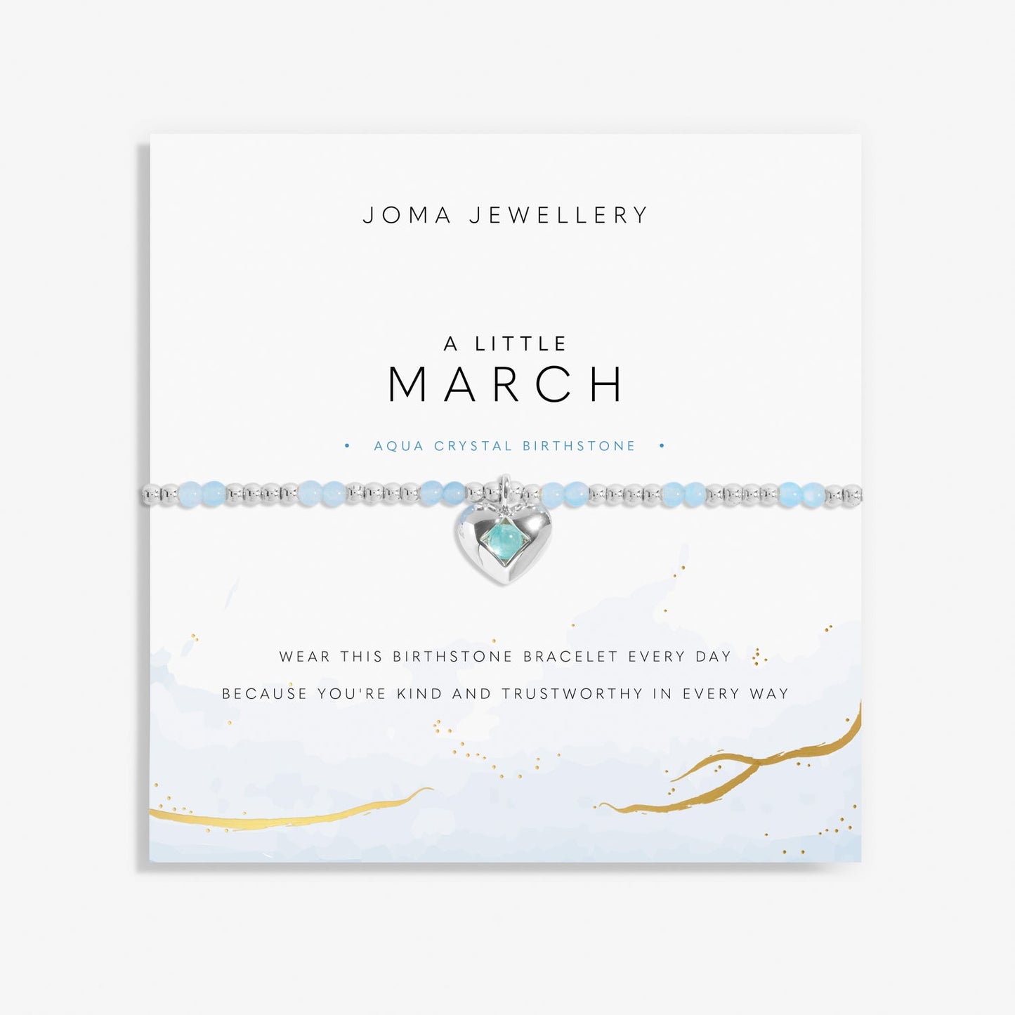 Birthstone A Little March Aqua Crystal Silver Plated Bracelet