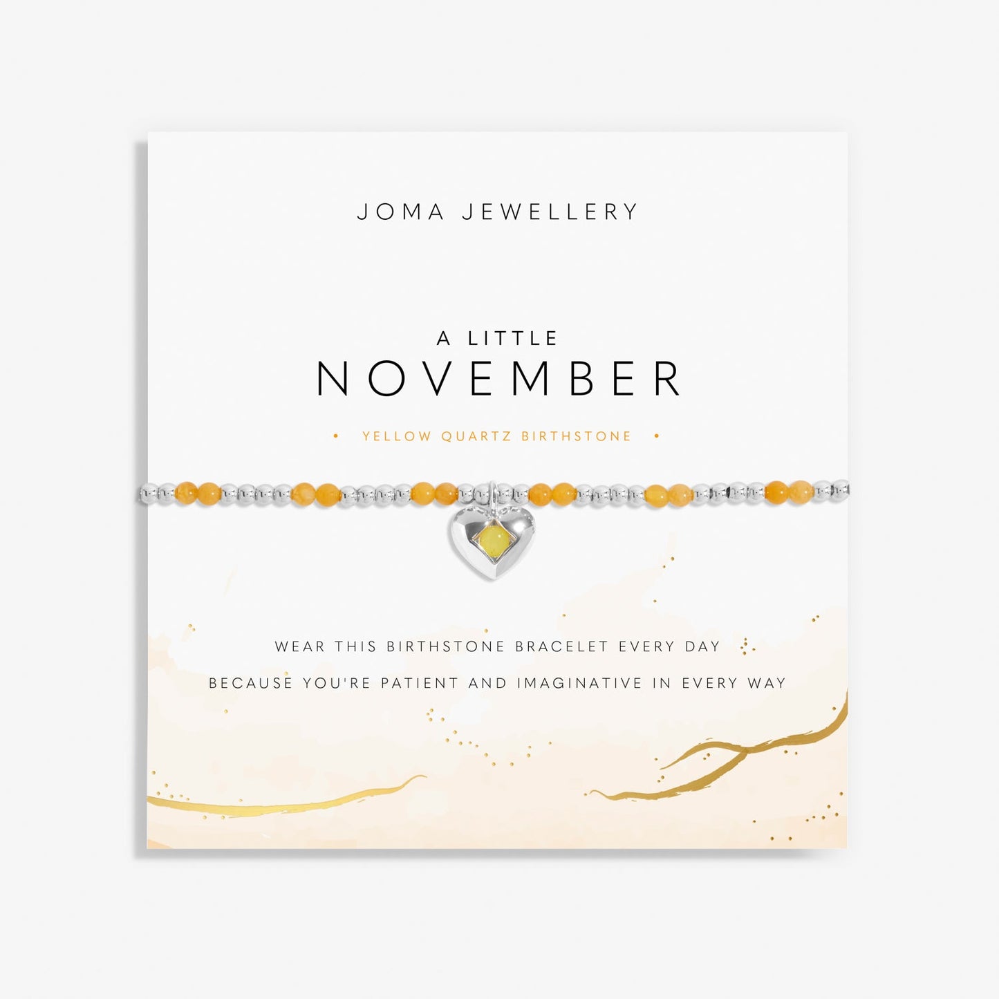 Birthstone A Little November Yellow Quartz Silver Plated Bracelet