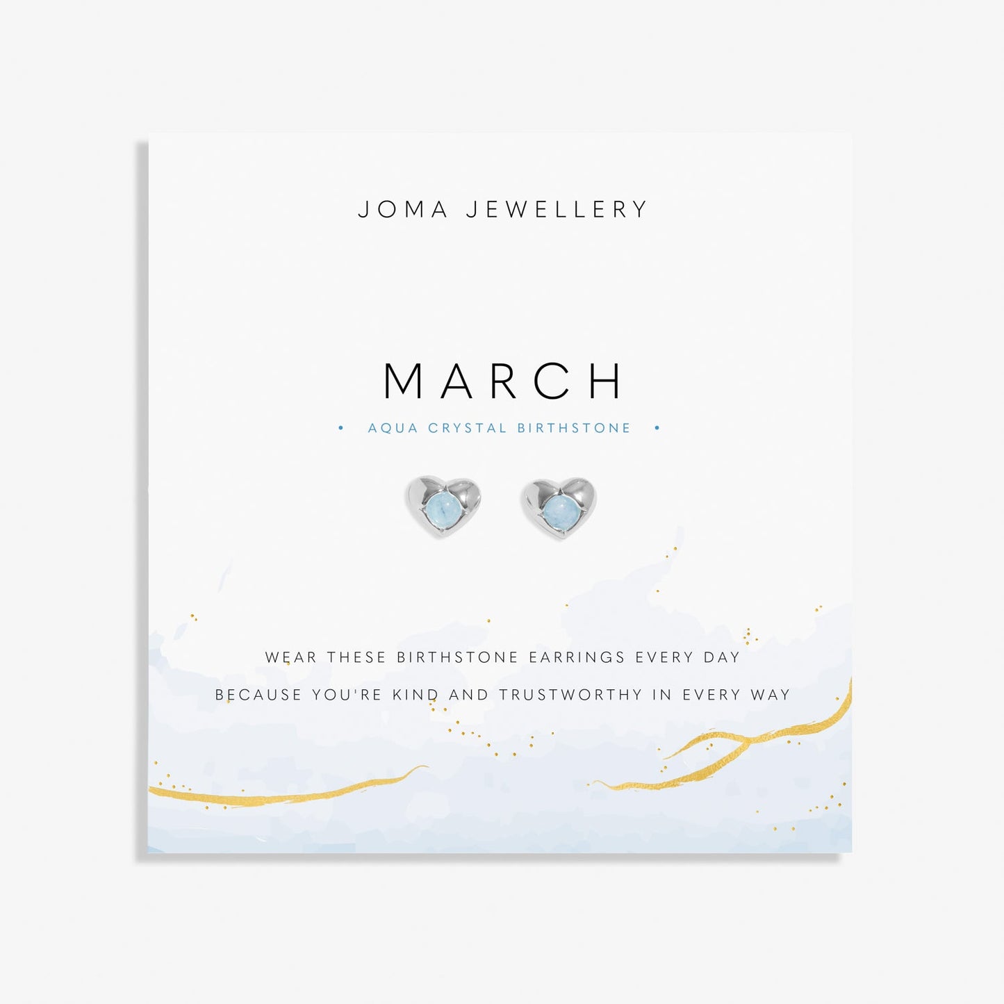 Birthstone Earrings March Aqua Crystal Silver Plated Earrings
