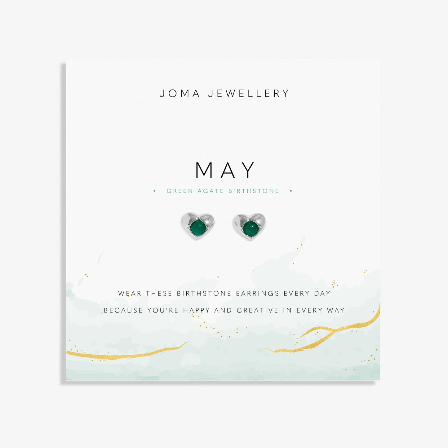 Birthstone Earrings May Green Agate Silver Plated Earrings