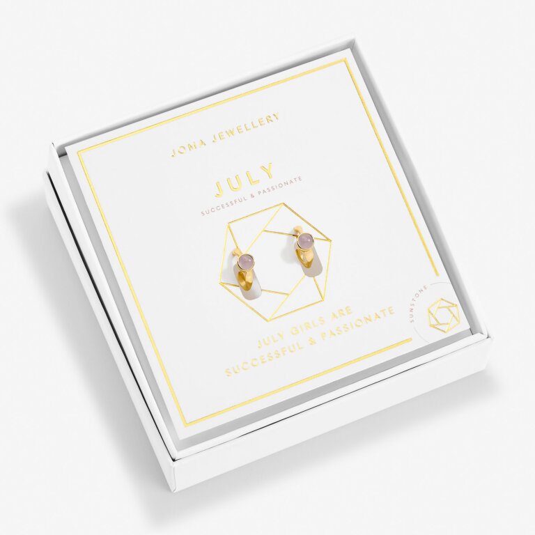 Joma Jewellery Birthstone Hoop Earring July Gold Plated Earrings