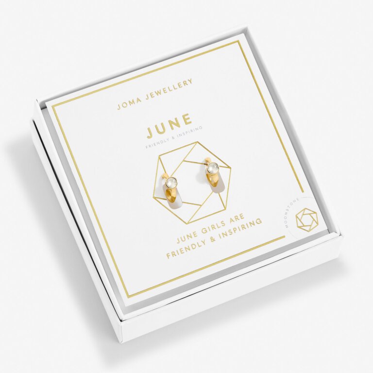Joma Jewellery Birthstone Hoop Earring June Gold Plated Earrings