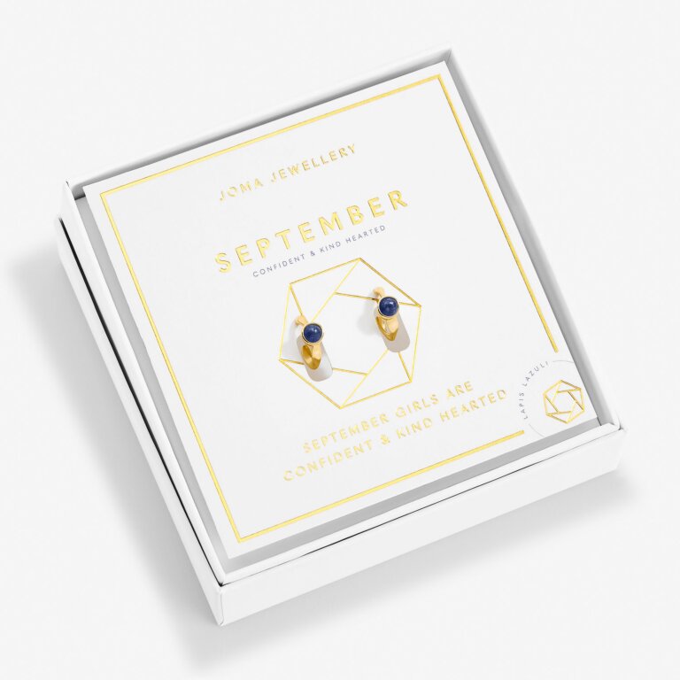 Joma Jewellery Birthstone Hoop Earring September Gold Plated Earrings