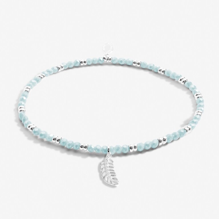 Joma Jewellery Boho Beads Feather Blue & Silver Bracelet