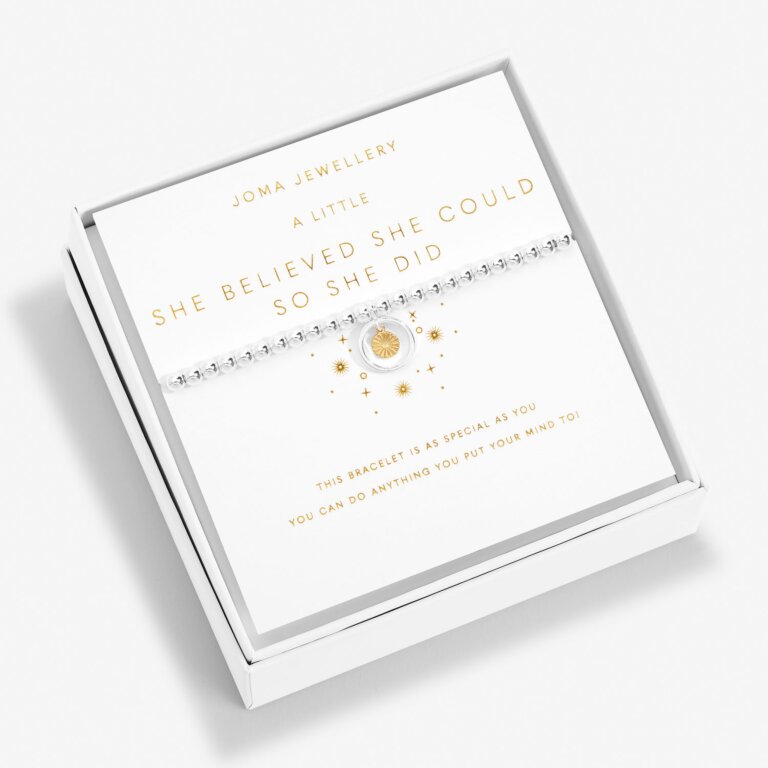 Joma Jewellery Boxed A Little She Believed She Could So She Did Silver And Gold Plated Bracelet