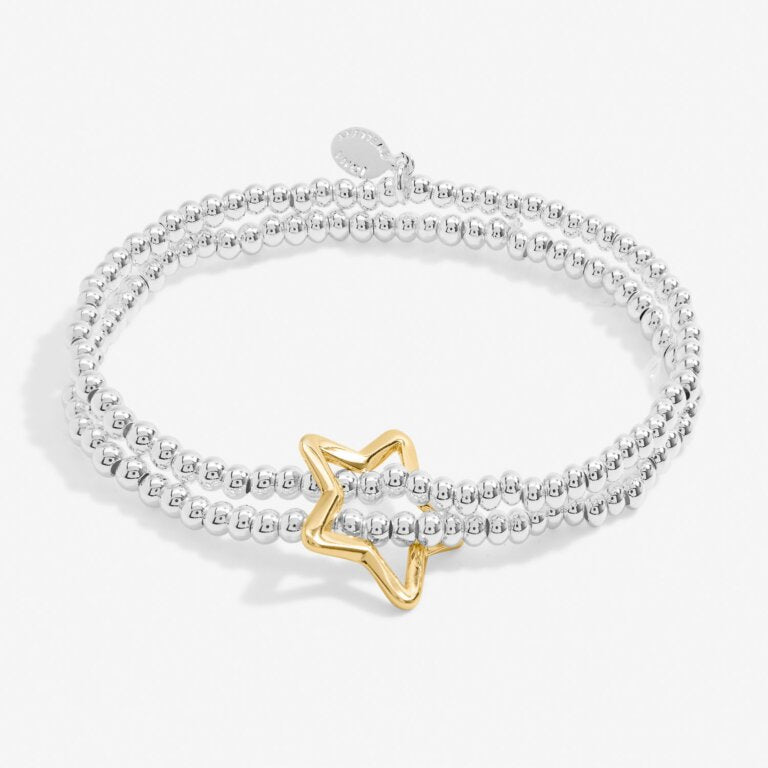 Joma Jewellery Bracelet Bar Twist Star Silver & Gold Plated Bracelet