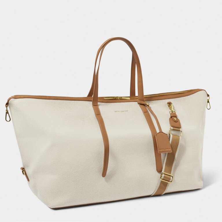 Katie Loxton Capri Canvas Weekend Bag Tan /Off White
