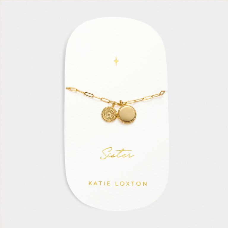 Katie Loxton Carded Charm Bracelet Sister Gold Plated Bracelet