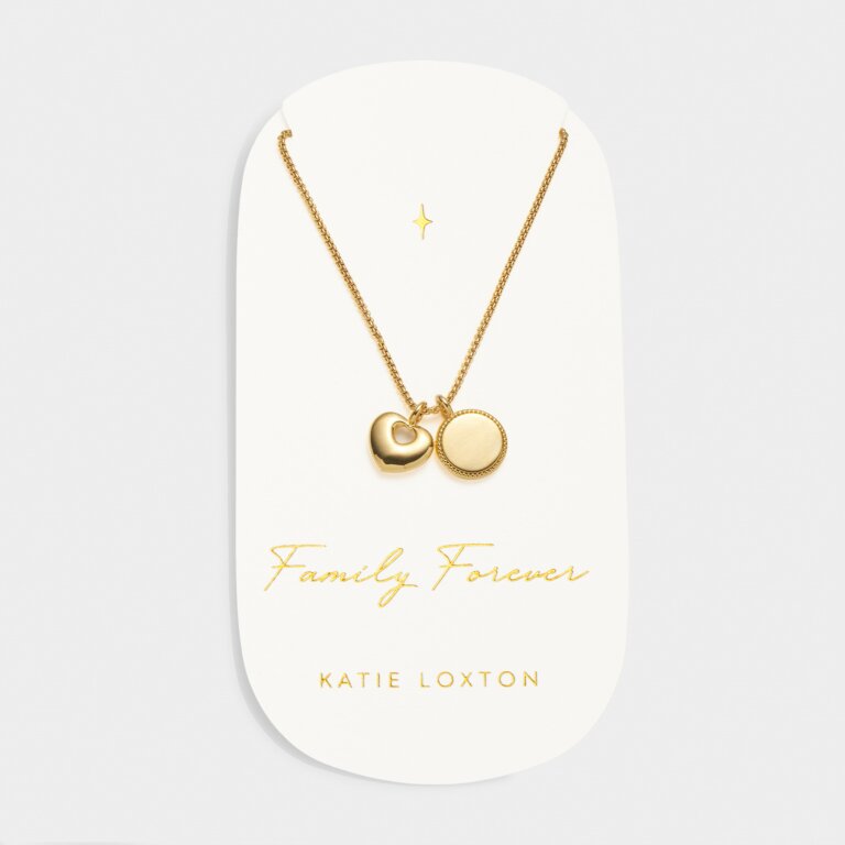 Katie Loxton Carded Charm Necklace Family Forever Gold Plated Necklace