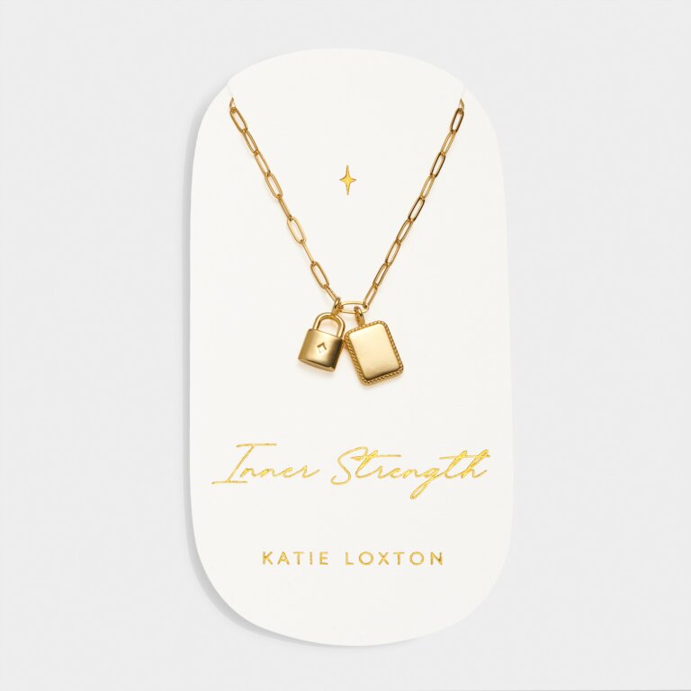 Katie Loxton Carded Charm Necklace Inner Strength Gold Plated Necklace
