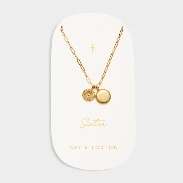 Katie Loxton Carded Charm Necklace Sister Gold Plated Necklace