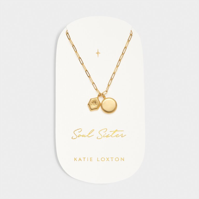 Katie Loxton Carded Charm Necklace Soul Sister Gold Plated Necklace