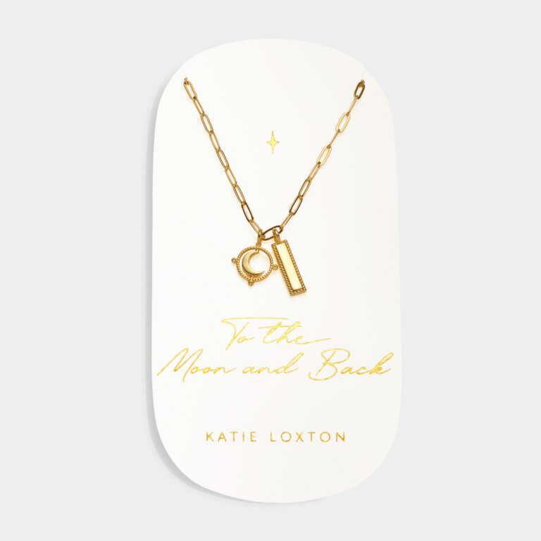 Katie Loxton Carded Charm Necklace To The Moon & Back Gold Plated Necklace
