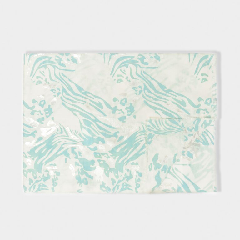 Katie Loxton Foil Printed Scarf Animal Duck Egg Blue/Silver Foil