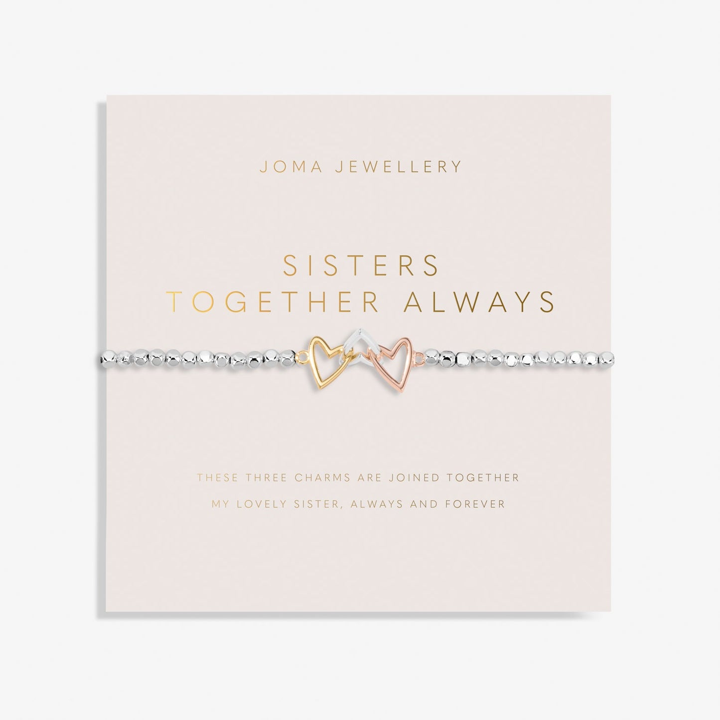 Forever Yours Sister Together Always Silver, Gold Plated & Rose Gold Plated Bracelet