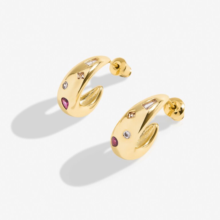 Joma Jewellery Gem Glow Gem Cluster Gold Plated Hoop Earrings