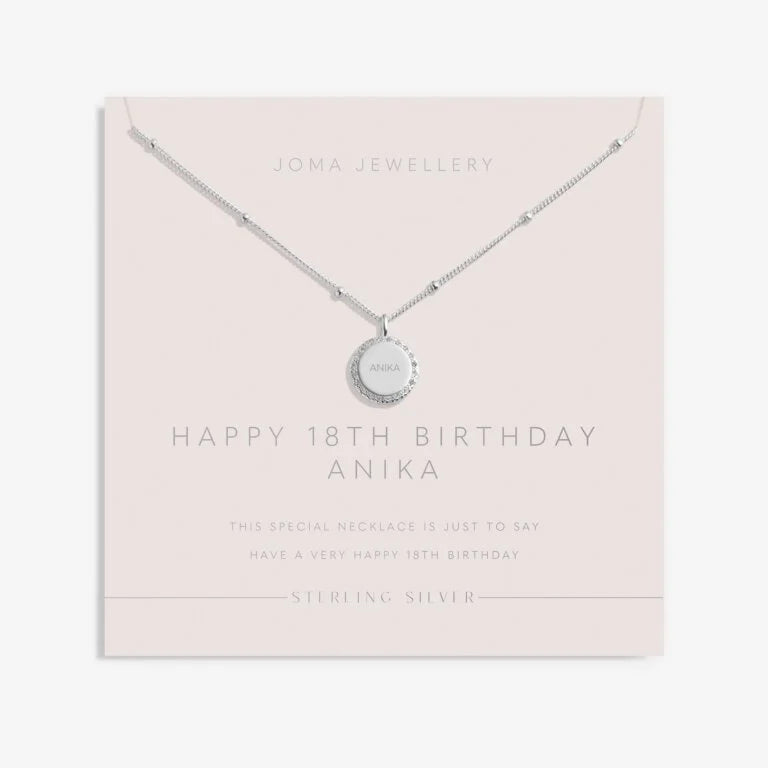 Joma Jewellery Sterling Silver 18th Birthday Disc Necklace