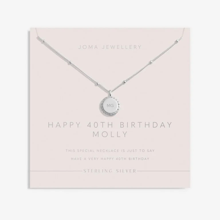 Joma Jewellery Sterling Silver 40th Birthday Disc Necklace