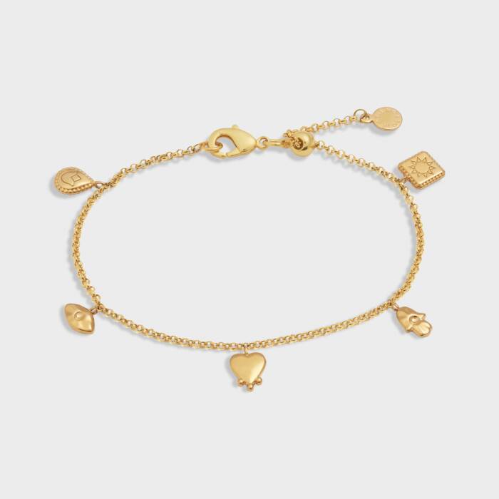 Katie Loxton The Curated Collection Boheme Charm Bracelet Gold Coated Charm Bracelet Adjustable