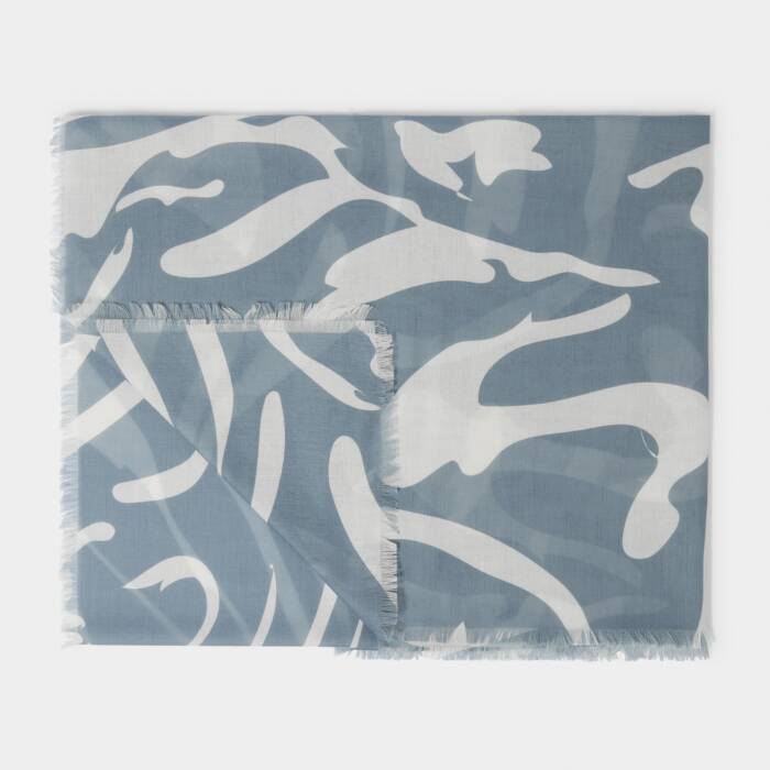 Katie Loxton Printed Scarf Abstract Zebra Cornflower Blue/Off White