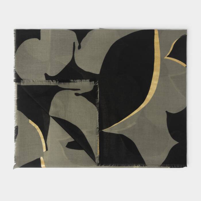 Katie Loxton Printed Foil Scarf Geometric Arch Khaki/Black/Gold Foil