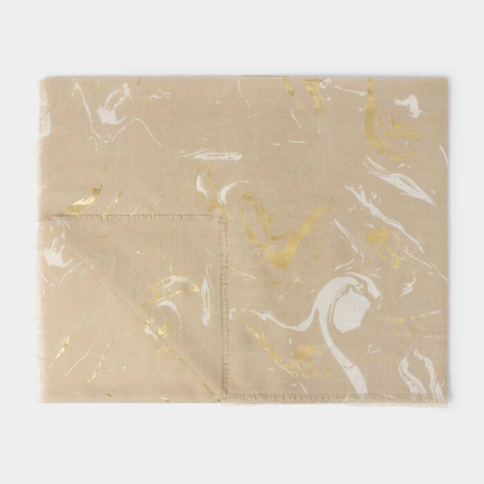 Katie Loxton Printed Foil Scarf Marble Light Taupe/White/Gold Foil