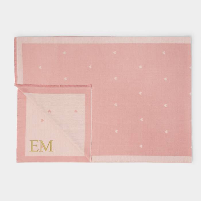 Katie Loxton Printed Blanket Scarf Small Heart Dusty Rose/Off White