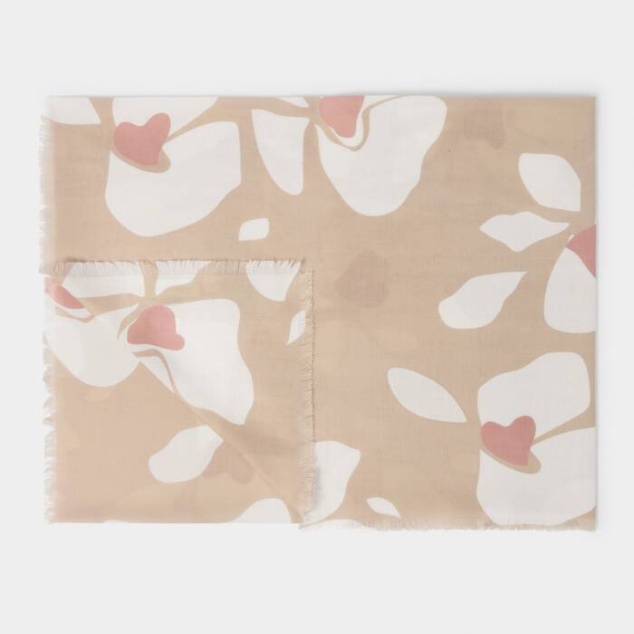 Katie Loxton Printed Scarf Large Floral Nude Pink/Off White/Dusty Rose