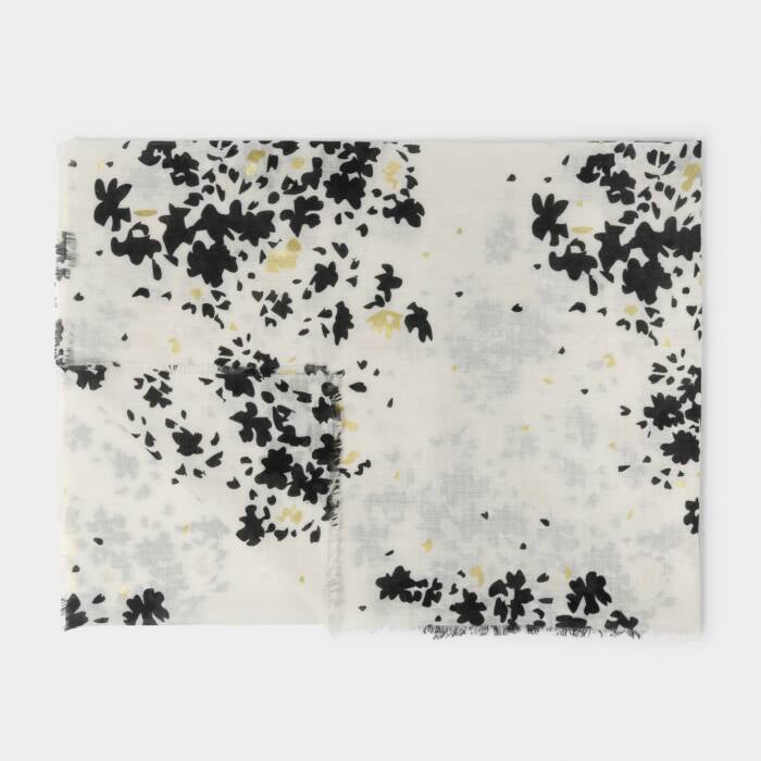 Katie Loxton Printed Foil Scarf Floral Burst Off White/Black/Gold Foil