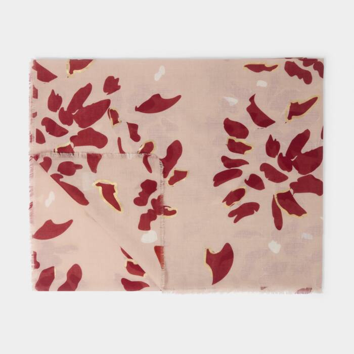 Katie Loxton Printed Foil Scarf Scattered Petals Dusty Rose/Garnet Red/ Gold Foil
