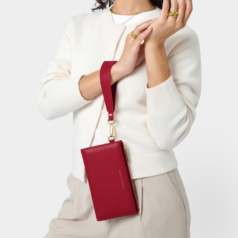 Katie Loxton Zana Wristlet Purse Garnet Red