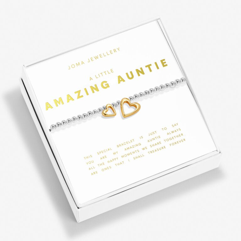 Joma Jewellery Boxed A Little Amazing Auntie Silver And Gold Plated Bracelet