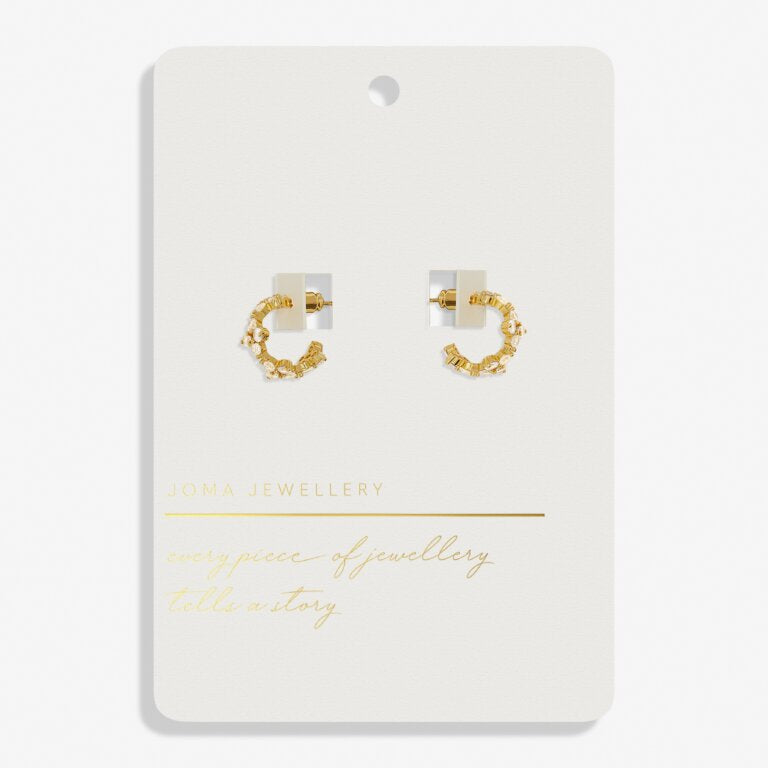 Joma Jewellery Style Stories Pave Clover Gold Plated Hoop Earrings