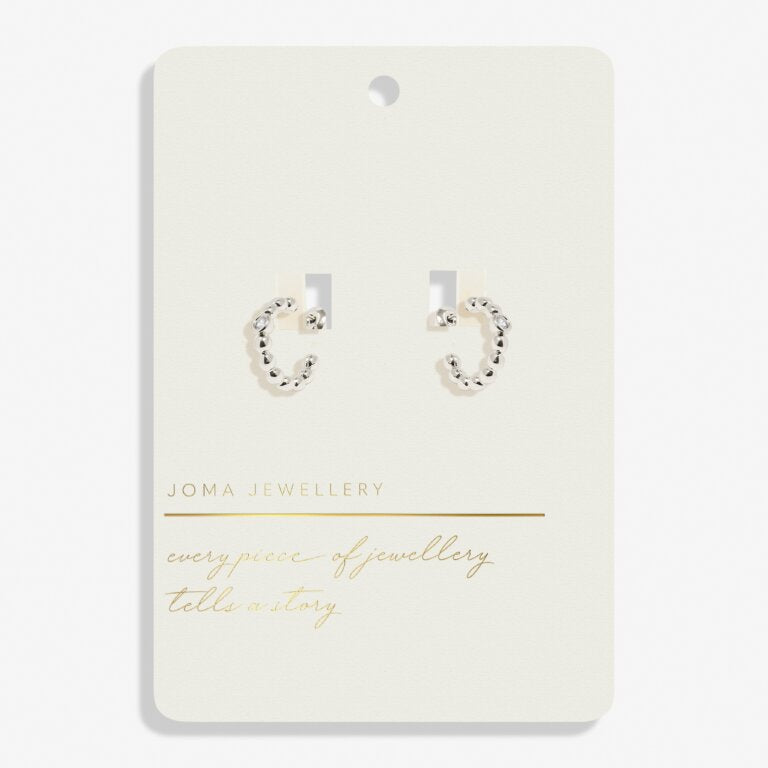 Joma Jewellery Style Stories Beaded Cz Silver Plated Hoop Earrings