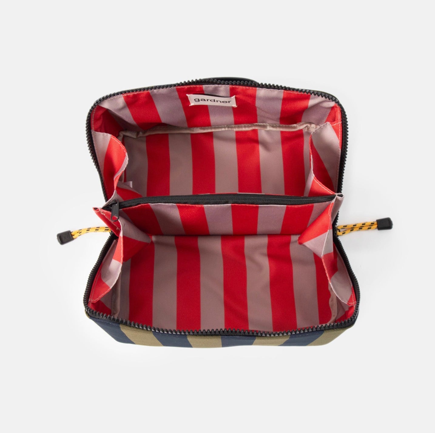 Caroline Gardner Men’s Khaki & Navy Stripe Diagonal Washbag