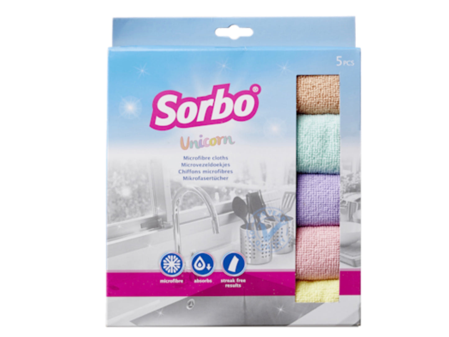 Sorbo Pack of 5 Unicorn Microfibre Cloths