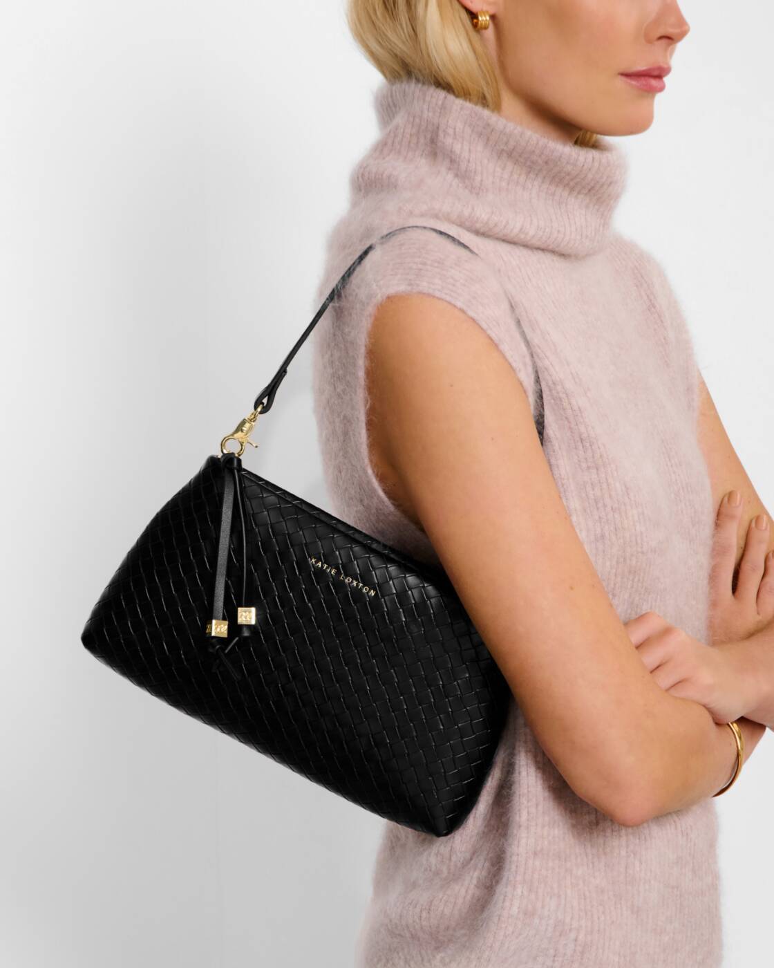 Katie Loxton Nova Woven Texture Clutch Black