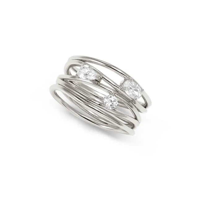 Nomination My Rebel Art Band Ring Sterling Silver With CZ Size 15 242802/010/006