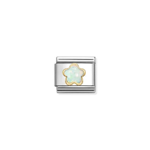 Nomination Classic Gold White Opal Flower Stone Charm 030522/07