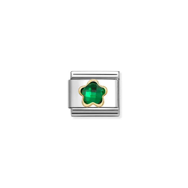 Nomination Classic Gold Green CZ Faceted Flower Charm 030615/004