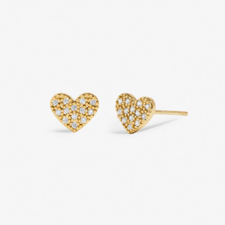 Joma Jewellery Mini Charms Pave Heart Gold Plated Earrings