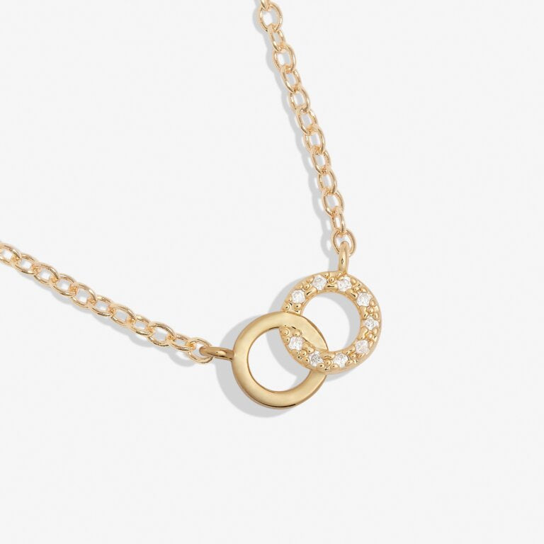 Joma Jewellery Mini Charms Pave Linked Circles Gold Plated Necklace