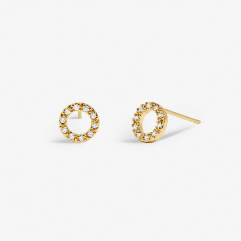 Joma Jewellery Mini Charms Pave Circle Gold Plated Earrings