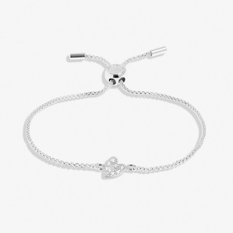 Joma Jewellery Mini Charms Pave Offset Heart Silver Plated Bracelet